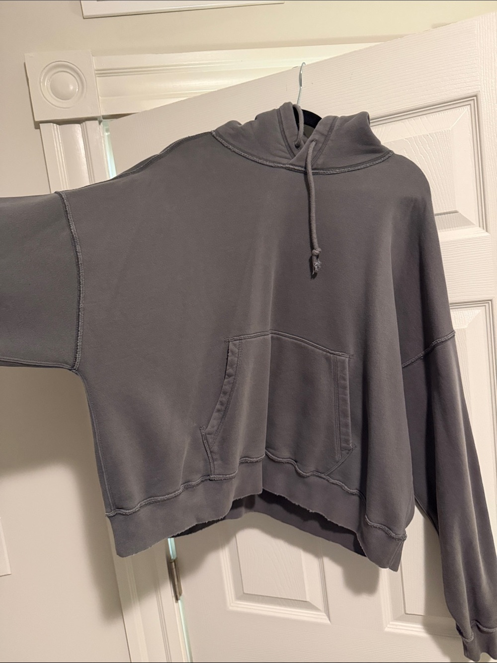 Cropped Charcoal Gray Hoodie Sweatshirt
